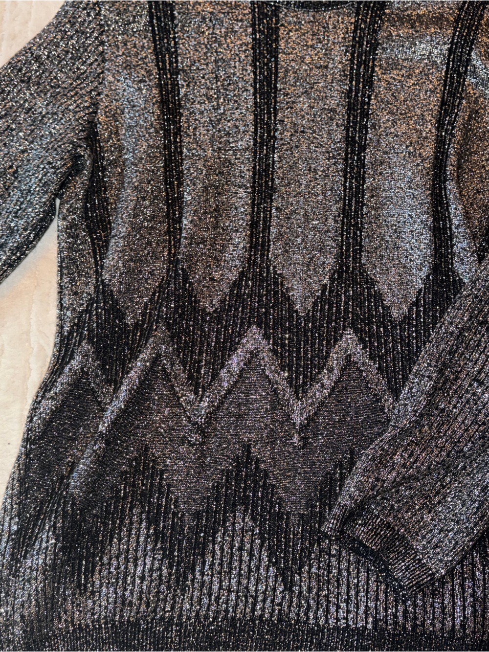 Metallic Black Crew Neck Sweater - Picture 2 of 6